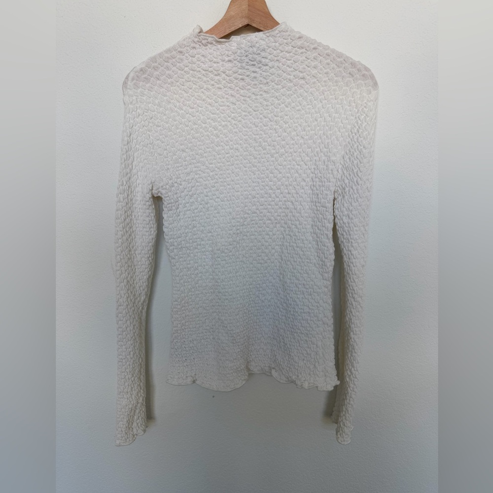 Jason Wu Edit by Jason Wu Mock Neck Textured Long Sleeve White Shirt Small - Picture 2 of 6